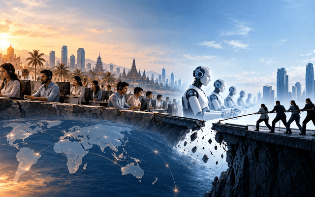 Offshoring and AI transformation analysis graphic